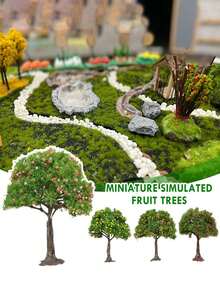 Realistic Mini Fruit Tree, Plastic Mini Orchard Decor With Orange And Red Fruits, Suitable For Home, Office Or Outdoor Decor, Garden Decoration, Train Model Display, Fairy Garden, Valentine's Day Gift, Diorama Desktop Landscape, DIY Decor Model Scene, Creative Hobby Gift - Multicolor - View 5