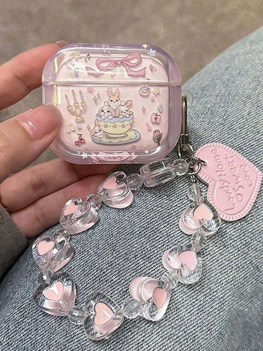 1个小众创意INS兔耳耳机保护套 - 粉色 - 查看 1