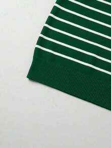 GRDR Men's Colorblock Knit Short Sleeve Sweater, Striped Fashion Short Sleeve, Suitable For Summer Casual Gatherings, Essential Fashionable Item - Green - View 9