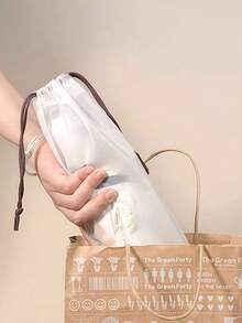 1pc Reusable Drawstring Rain Umbrella Storage Bag, Made Of Matte Transparent Plastic. Portable Umbrella Pouch - 1pc - View 2