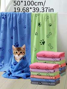 1pc/2pcs Soft & Absorbent Microfiber Pet Towel, Cute Paw Print, Bone, Bear, Rabbit Design, 50cm*100cm, Quick Drying, Cartoon Print Pet Bathing Towel, Ideal For Drying Cats, Dogs, Pet Grooming - 1 chiếc bàn chân màu tím, kích thước 70*140cm - Xem 2