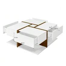High-Gloss Coffee Table With 4 Drawers, Linear Design And Unique Color Combination, Storage Space Underneath. 78 X 78 X 36 Cm. - White 1 - View 6