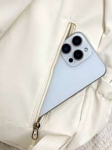 Ba lô nylon dễ thương mới, dung tích lớn, cặp sách hình gấu hoạt hình đa năng, túi đi làm thời trang. - Màu be - Xem 5