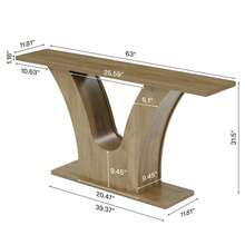 LITTLE TREE 63 Inch Entryway Console Table – 2-Tier Farmhouse Narrow Sofa Table Behind Couch With Curved U-Shaped Base, For Hallway, Entrance, Living Room - 棕色 - 查看 2