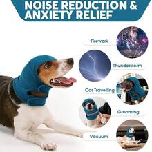1pc Minimalist Customizable Pattern + Text Anti-Startle Calming Dog Head Cover Neck Warmer - Grey - View 2