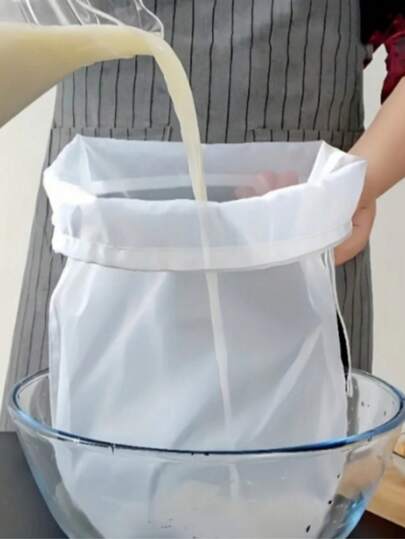 3 túi lọc lưới nylon mịn tái sử dụng, thích hợp để pha chế đồ uống, làm sữa hạt, dụng cụ lọc trong nhà bếp.