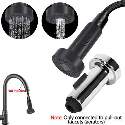 1 bộ phận thay thế đầu vòi kéo ra cho vòi bếp, vòi phun kép có chức năng kéo xuống và đầu vòi tiết kiệm nước chống bắn tóe, đầu vòi hiện đại phù hợp cho gia đình và nhà hàng.