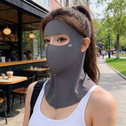 UPF 50+ Ice Silk Full Face Sun Protection Mask, Cooling Ear-Loop Face Cover, Anti-UV Breathable Lightweight Quick-Dry Unisex Outdoor Sports Cycling Running Travel Sun Visor, High Value Summer Sun Protection Mask
