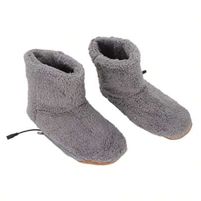 Calentador de Pies con Calefacción Carga USB Relajante Eléctrico de Felpa para Calentar Zapatos Botines y Calentadores de Pies para Aliviar la Rigidez de los Pies Gris