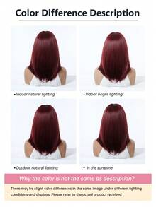 18 Inch Black & Brown Layered Wig With Bangs, Soft & Easy To Style Synthetic Hair, Suitable For Daily Wear, Work, Holidays, Halloween, Christmas, Gift For Women - Red - View 11