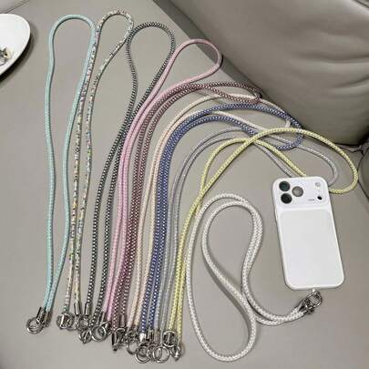 Bộ 1 món gồm dây đeo điện thoại đính đá pha lê óng ánh sang trọng, dây đeo chéo, vòng tay, mặt dây chuyền, phụ kiện thời trang.