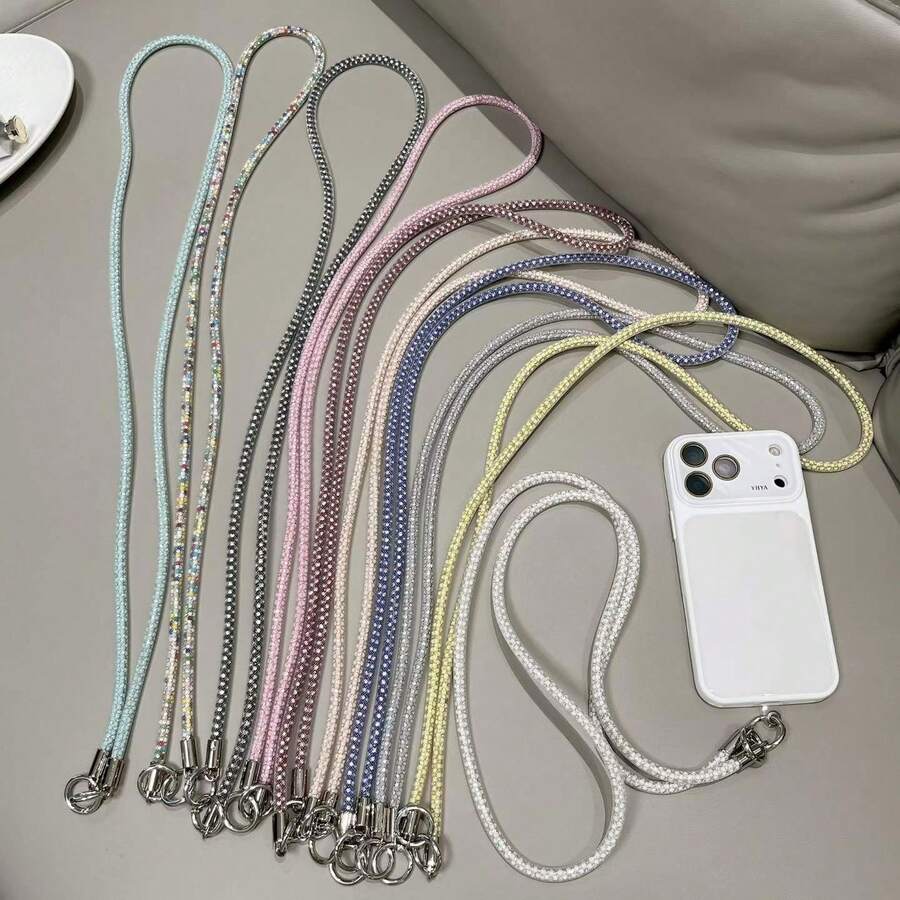 一套奢华炫彩水晶水钻手机挂绳，斜挎链，手链，项链吊坠，时尚配饰 - 彩色 - 查看 1