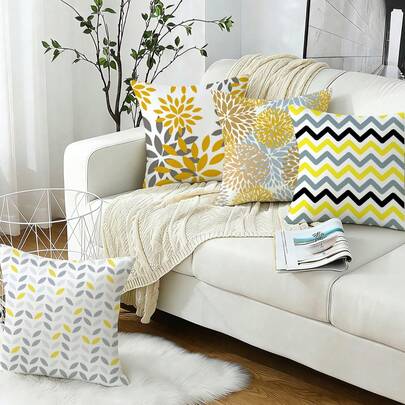 Bộ 4 vỏ gối in một mặt phong cách Bohemian (chỉ có vỏ gối, không kèm ruột gối), họa tiết hoa cúc, trang trí nhà cửa/nông trại cho phòng khách, phòng ngủ, ngoài trời, món quà tuyệt vời cho gia đình và bạn bè.