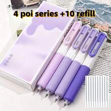 [Bút bi cho mùa tựu trường] Bộ 14 bút bi bấm cầm tay tiện dụng cho mùa tựu trường, bút ký dung lượng lớn, mực đen 0.5mm, 4 bút + 10 ruột bút thay thế - Hình chữ nhật - Xem 13