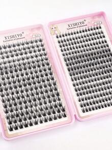 448 piezas de grupos de pestañas postizas - Extensiones de pestañas premium D-Curl esponjosas y naturales para injerto de pestañas DIY, reutilizables, ligeras y fáciles de usar - D - Ver 4