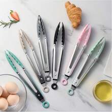 1/2pcs Heat Resistant Kitchen Cooking Tongs, Outdoor BBQ Grill Tongs - Multicolor - View 2