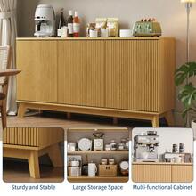 Beaully Modern Farmhouse Sideboard Buffet Cabinet With Adjustable Shelves Storage & 4 Doors , Wood Buffet Console Table, Curved Design, Cupboard Coffee Bar Cabinet For Dining Room, Living Room - Oak - View 5