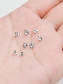 一套多功能医用钢14G内螺纹AAAAA+立方氧化锆微型皮下穿刺饰品套装，男女通用，日常佩戴及派对场合皆宜 - 款式F - 查看 4