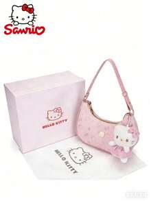 SANRIO 1个Hello Kitty粉色斜挎包 - 时尚女士手提包，大容量，适合收纳化妆品和日常用品。采用优质合成皮革制成，配有顺滑拉链，是通勤、购物、旅行和休闲活动的理想之选。是圣诞节、万圣节、生日和各种节日的完美礼物，也是Hello Kitty粉丝和女性的时尚可爱配饰。 - 彩色 - 查看 2