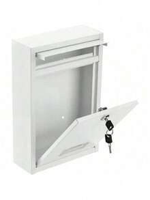 Mailbox With Key Lock, Steel Cover Metal Dropbox For Envelope, Letter, Home, Office Business, White - 1 - View 3