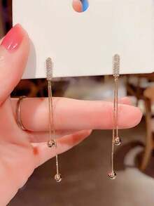 1 Đôi bông tai tua rua sang trọng dành cho nữ, kiểu dáng mới, dài, thanh lịch và đa năng. - Vàng - Xem 3