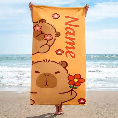 1pc Customizable Beach Towel - Super Soft Microfiber Material, Quick Dry, Anti-Sand, 10 Personalized Text Options - Suitable For Beach, Travel, Camping, Swimming - Excellent Gift Choice