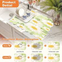 1pc Blue Gingham Sweet Heart Multi-Purpose Absorbent Mat, Polyester Tabletop Protective Pad, Suitable For Kitchen, Dining Table Decor, Dish Drying, Washing Machine, Coffee Maker, Bathroom Vanity Cup Coaster, Kitchen Accessories, Party Supplies - Qingge Sweetheart - View 8