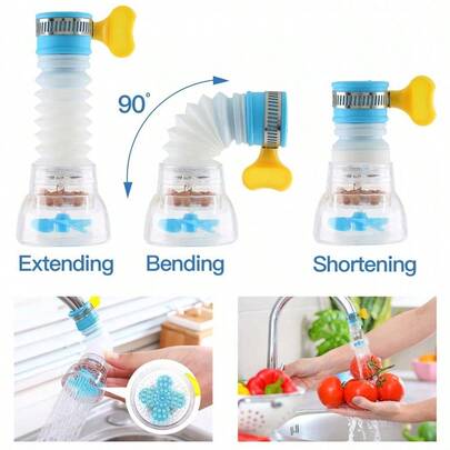 Grifo portátil con filtro incorporado para agua purificada, grifo con filtro de agua ajustable que elimina impurezas y purifica el agua dura. Adecuado para cocinas, baños, bañeras, duchas y uso doméstico. Utensilios de cocina artísticos, artículos esenciales de cocina.