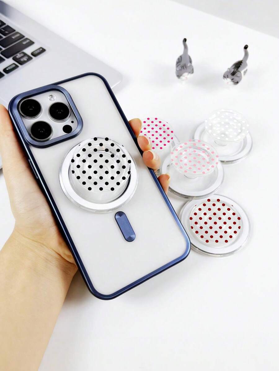 磁吸式波点透明气垫手机支架，可折叠伸缩支架，适用于所有手机壳，创意桌面支架 - 彩色 - 查看 1