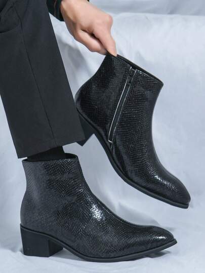 Men's Pointed Toe Dress Shoes, Fashionable Casual High-Top Men's Boots, Ankle Boots
