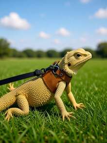 1 Set Adjustable Lizard Leash Set, Lizard Harness Set, Reptile Walking Harness, Adjustable Chest Harness Leash, Small Reptile Harness, Small Animal Leash Walking Harness Accessory, Pet Harness And Decoration Set, Escape-Proof Lizard Leash Set, Cute Reptile Fashion Combination, Pet Outdoor Walking, Lizard Harness, Bearded Dragon Harness, Suitable For Bearded Dragon, Chameleon, Small Pets, Lizard, Squirrel, Outdoor Walking. - View 11