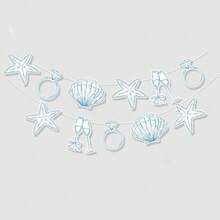 Beach Last Call Banner, Beach Bridal Or Bachelorette Party Decor, Seashell, Champagne Glass, Wedding Ring Shaped Decorations - View 3
