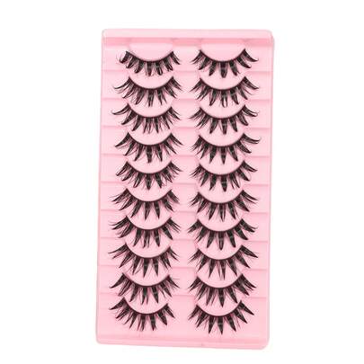 10对浓密3D立体小恶魔假睫毛，卡通风格，适合亚洲和欧洲眼睛，打造自然浓密妆效