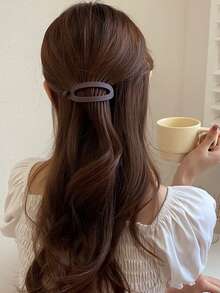 4个秋冬哑光简约香蕉夹发夹，优雅百搭，通勤必备，可固定在脑后，适合日常及休闲聚会佩戴。 - 彩色 - 查看 2