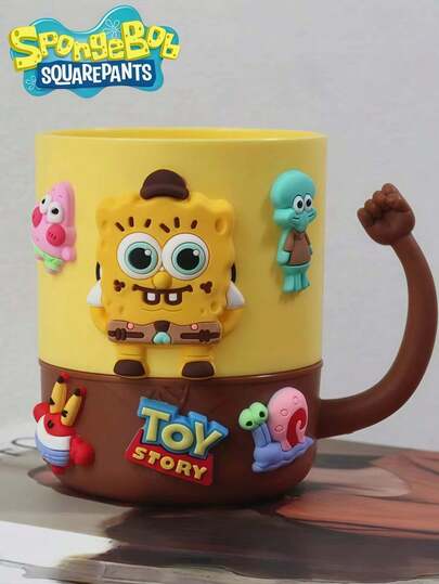 SpongeBob SquarePants SquarePants Star Series Styling Toothbrush Cup, 3D Creative Sticker High Beauty Toothbrush Mouthwash Cup, Random Color And Style, Personalized Accessories For SquarePants, Octopus Brothers, Sandy, Plankton And Crab Mr. Toothbrush Storage Cup Portable Toothbrush Holder, Anti Drop Design, Home Bathroom Decoration, Toothbrush Storage Cup Portable Toothbrush Holder, Suitable For Home And Outdoor Use, Suitable For Student Dormitory, Business Travel, Hotel Or Outdoor