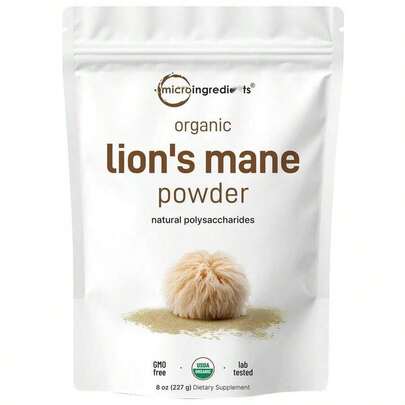 Organic Lions Mane Mushroom Supplement Powdernon-GMO.Ideal For Coffee, Beverages, Baking, And Milkshakes