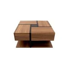 High-Gloss Coffee Table With 4 Drawers, Linear Design And Unique Color Combination, Storage Space Underneath. 78 X 78 X 36 Cm. - Natural Color - View 9