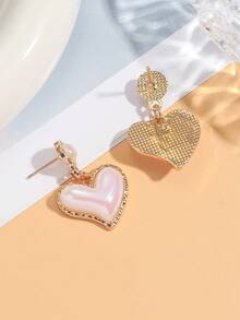 1 Đôi bông tai hình trái tim nàng tiên cá bất đối xứng, món quà đôi thời trang, đa năng và tinh tế. - Bông tai nàng tiên cá hình trái tim bất đối xứng - Xem 9