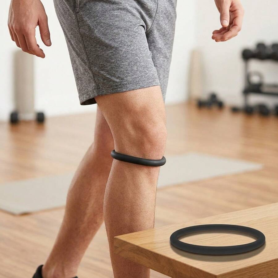 Cinta de silicone para patela, alta elasticidade, para alívio da dor no joelho, ideal para esportes, exercícios, corrida e uso diário. - Preto - Ver 1