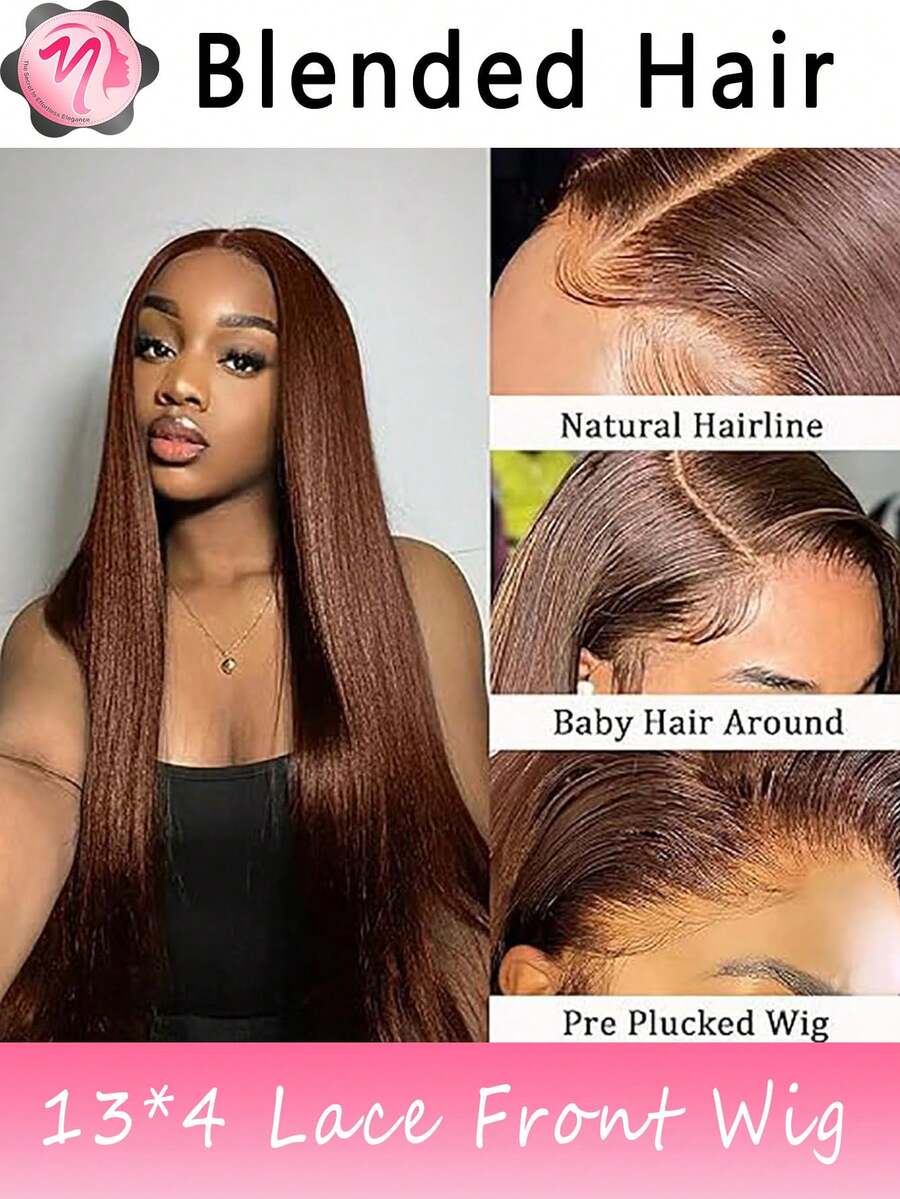 姜橙色长直发 13*4 前蕾丝假发 时尚女士长发 180% 密度 长假发 18-36 英寸 混合发色 橙色/黑色/棕色/酒红色 适合日常生活 节日派对 预先熨烫 预先修剪 预先拉直