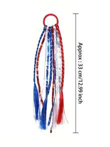 2pcs/1pc Patriotic Red White Blue Elastic Hair Ties With Tassels, Suitable For July 4th, Memorial Day, Independence Day And Holiday Parties, Women's Hair Accessories, DIY Holiday Crazy Party Braids, Red White Blue Hair Accessories Ponytail Tie Decoration, Memorial Day Independence Day Women Girls Gift - Multicolor - View 12