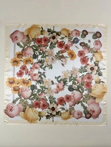 1 pieza Pañuelo/Diadema/Accesorio para el cabello con estampado floral para mujer, una opción ideal para crear looks de moda, playa, vacaciones - Multicolor - Ver 4