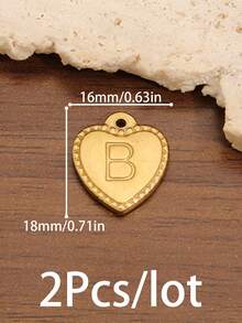 2个A-Z英文字母吊坠，不锈钢心形字母饰品，爱心字母吊坠，珠宝制作材料，DIY手工耳环、手链、项链配件 - 愛心字母 - 查看 15