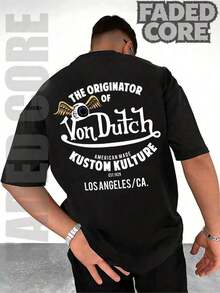 Double Sided Printing 180 Cotton Shirt Vons Dutchs Graphic Design Black Street Wear Summer Casual And Comfortable Shirt Manfinity Hombre Manfinity Men Fashionable Short Sleeved Comfortable And Multi Functional Summer Shirt Top Street Wild And Fashionable Short Sleeved X8TJ - màu đen - Xem 4