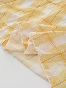 Striped Elegant Cute Backless Pleated Skirt, Suitable For Party Spring - Multicolor - View 5