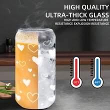 Glass Cups With Lids And Straws 1Pack,Glass Coffee Cups,Glass Cup With Lid For Iced Coffee,Frozen Drinks, Mixed Drinks, Draft Beer, Spirits, Carbonated Drinks, Matcha Lattes,16 Oz Glass Tumbler With Bamboo Lid, 1 Cleaning Brush - 心形-1個 - 查看 8