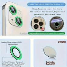 夜光相机镜头保护膜，兼容苹果 17 Pro Max、17 Pro、17 Air、17E、16E、16 Pro、16 Pro Max、15 Pro、15 Pro Max、14 Pro、14 Pro Max、14 Plus、13 Mini、12、11，防刮、防爆、防摔 - 藍色 - 查看 9