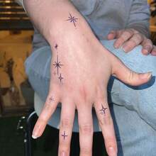 Star Moon Small Temporary Tattoo Waterproof 15 Days Body Art Sticker - Black - View 2