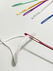 10pcs Curved Bent Tip Knitting Needles, Rust-Resistant Aluminum Alloy Large-Eyed Design, Multi-Color Options, Easy To Operate, Suitable For Sweater Repair, Handcraft Knitting, Clothing Edging, Home Textile Mending, Plush Doll Making, Etc. - Large-eye Aluminum Bent Needle - View 5