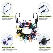 2pcs Portable Retractable Clothesline, Indoor Laundry Clothesline, Outdoor Camping Clothesline With 12 Clips And Storage Bag, Windproof Travel Clothesline, Outdoor Camping Accessory, Retractable Elastic Clothesline For Hotel Room - Multicolor - View 4